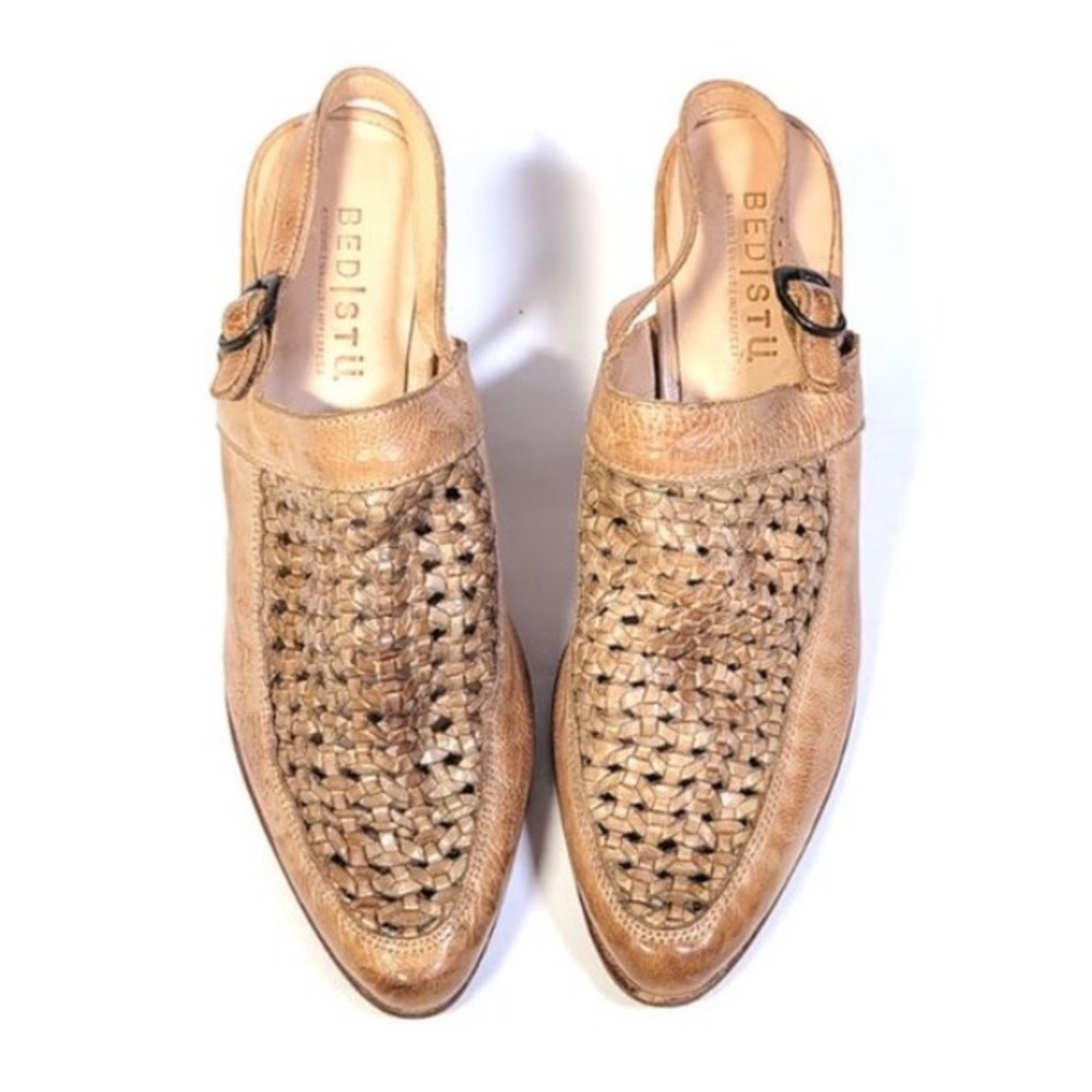 ❤️… Bed Stu boot Rustic Tan Leather Woven Bettina Mule 11 - Picture 2 of 4